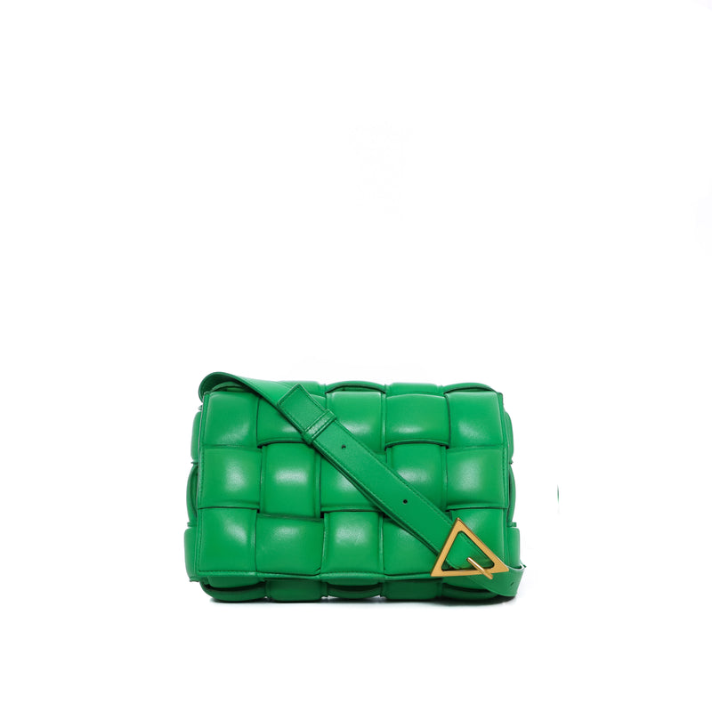 Sac Bandoulière Padded Cassette Bottega Veneta Cuir D'Agneau Souple Intreccio Matelassé Vert - Bottega Veneta