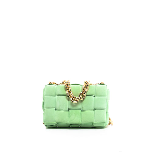 Sac Bandoulière Padded Cassette Chain Bottega Veneta Daim Vert Pâle - Bottega Veneta