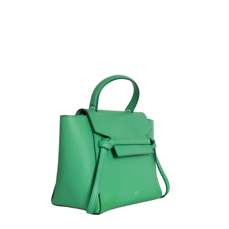 sac de seconde main belt celine en cuir vert côté