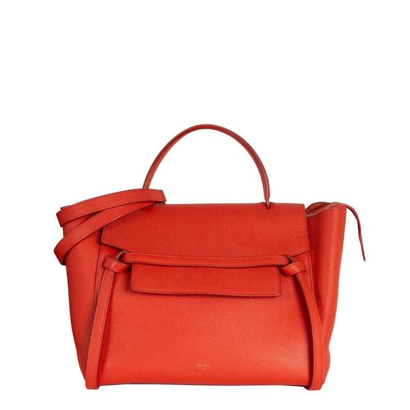 sac de seconde main belt celine en cuir rouge face