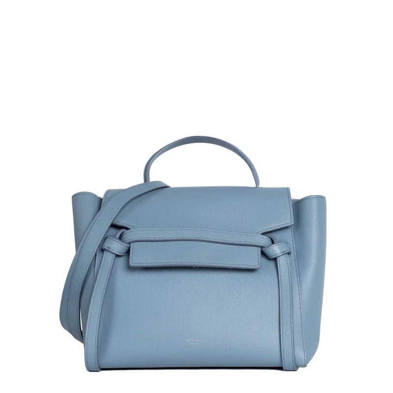 sac de seconde main belt celine en cuir bleu face