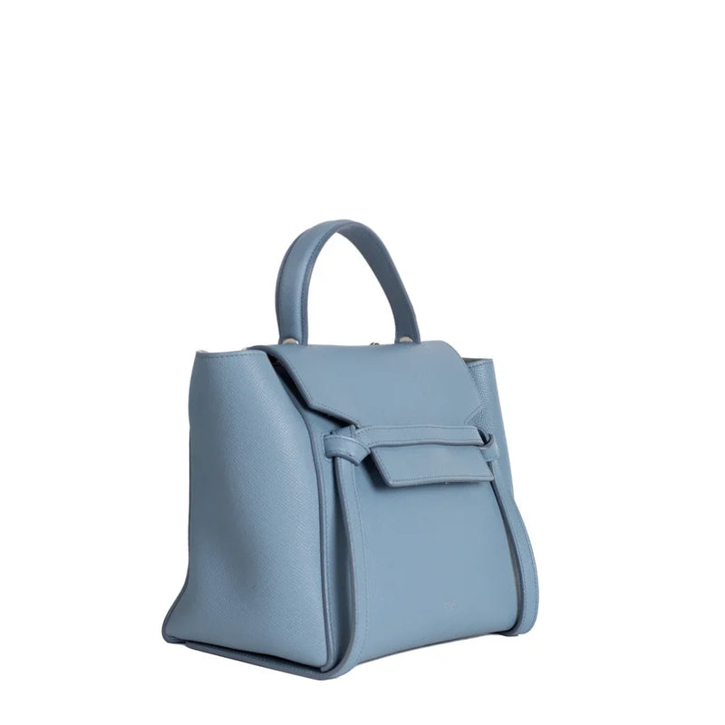 sac de seconde main belt celine en cuir bleu côté