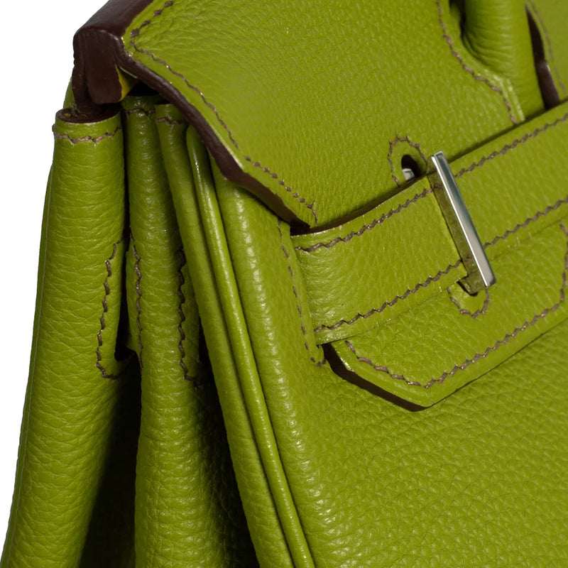 sac de seconde main birkin hermes en cuir vert défaut 2