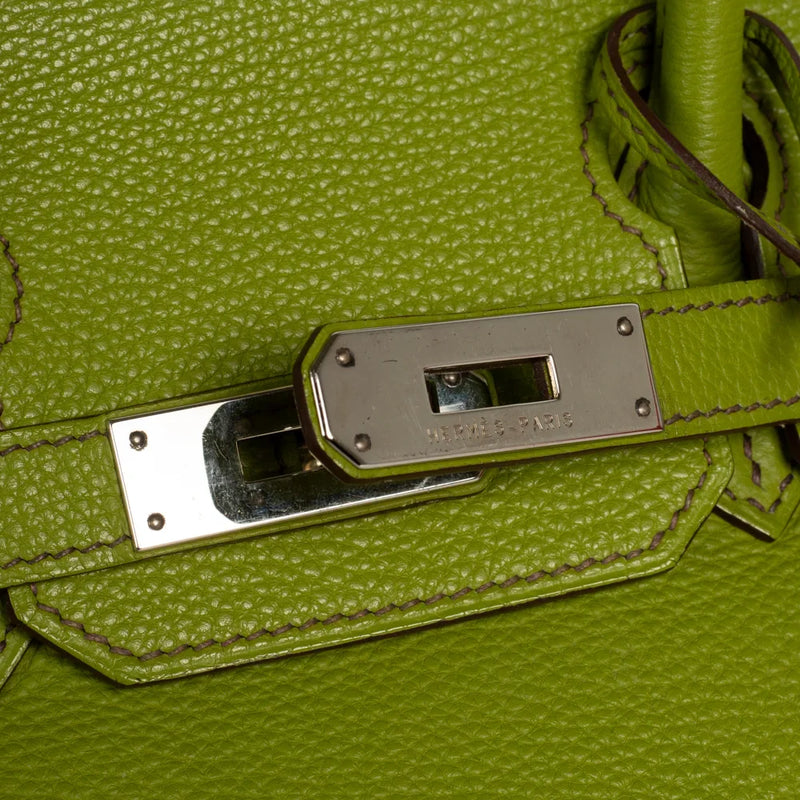 sac de seconde main birkin hermes en cuir vert défaut 3