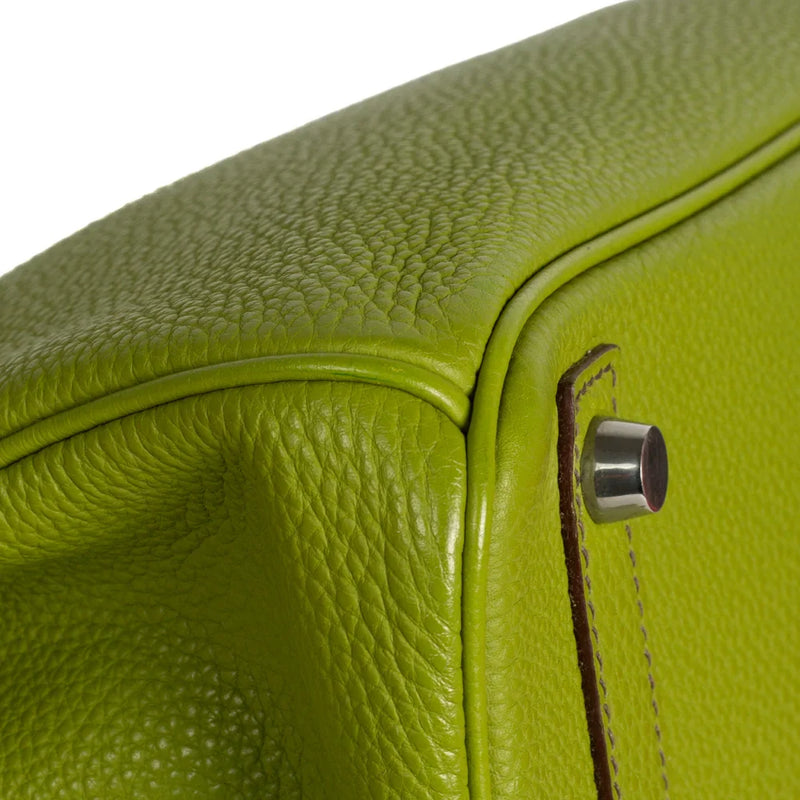 sac de seconde main birkin hermes en cuir vert coin 