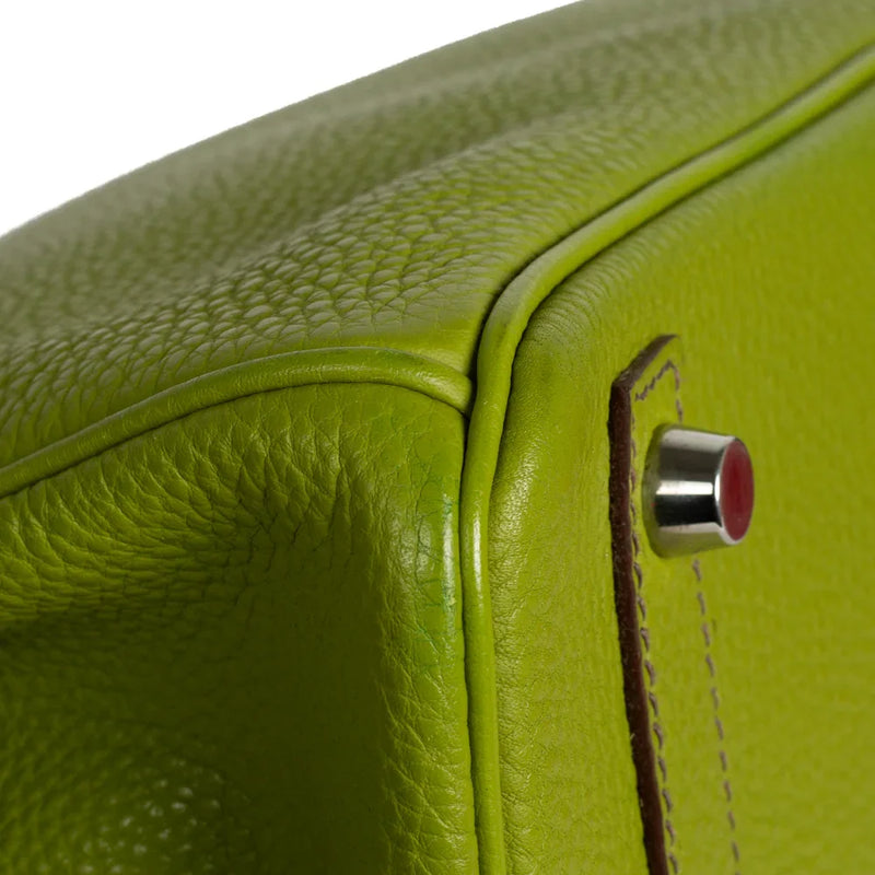 sac de seconde main birkin hermes en cuir vert coin