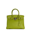 sac de seconde main birkin hermes en cuir vert face