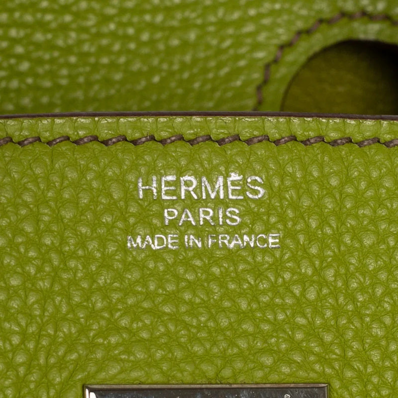 sac de seconde main birkin hermes en cuir vert label