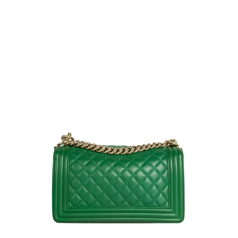 sac de seconde main boy chanel  en cuir vert dos