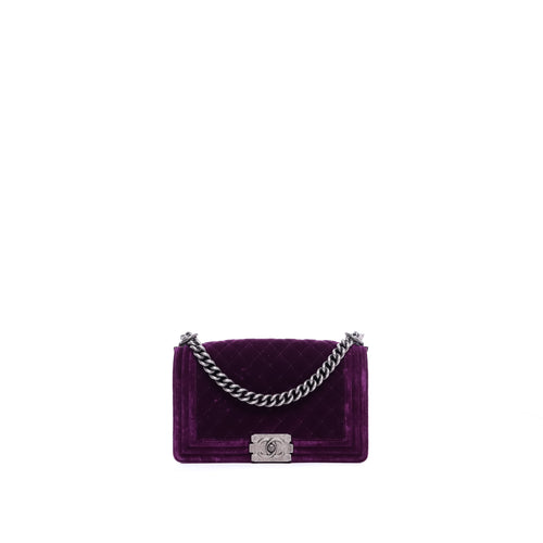 Sac Bandoulière Boy Velours Violet - Chanel