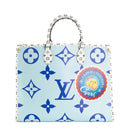 sac de seconde main on the go  louis vuitton  en cuir empreinte bleu face