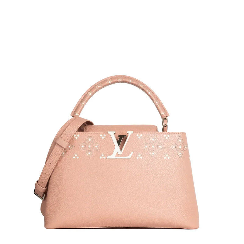 sac de seconde main capucines  louis vuitton  en cuir rose face