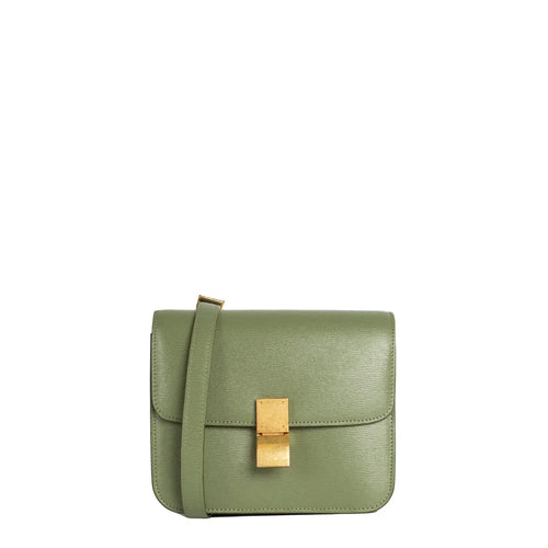 sac de seconde main classic celine en cuir vert face