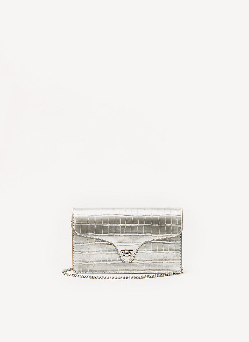 Coccinelle - Sac Clutch Florence Croco - Silver - Femme