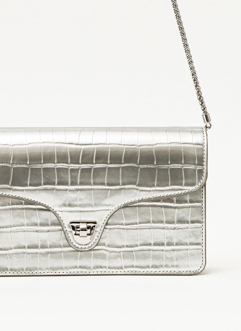 Coccinelle - Sac Clutch Florence Croco - Silver - Femme