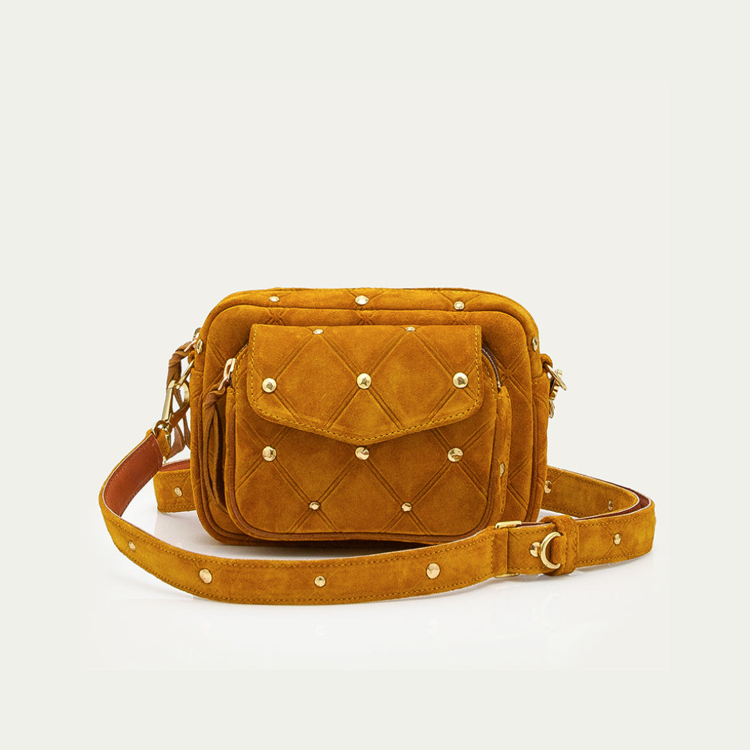 Sac Cuir Baby Charly Ambre Cloutée