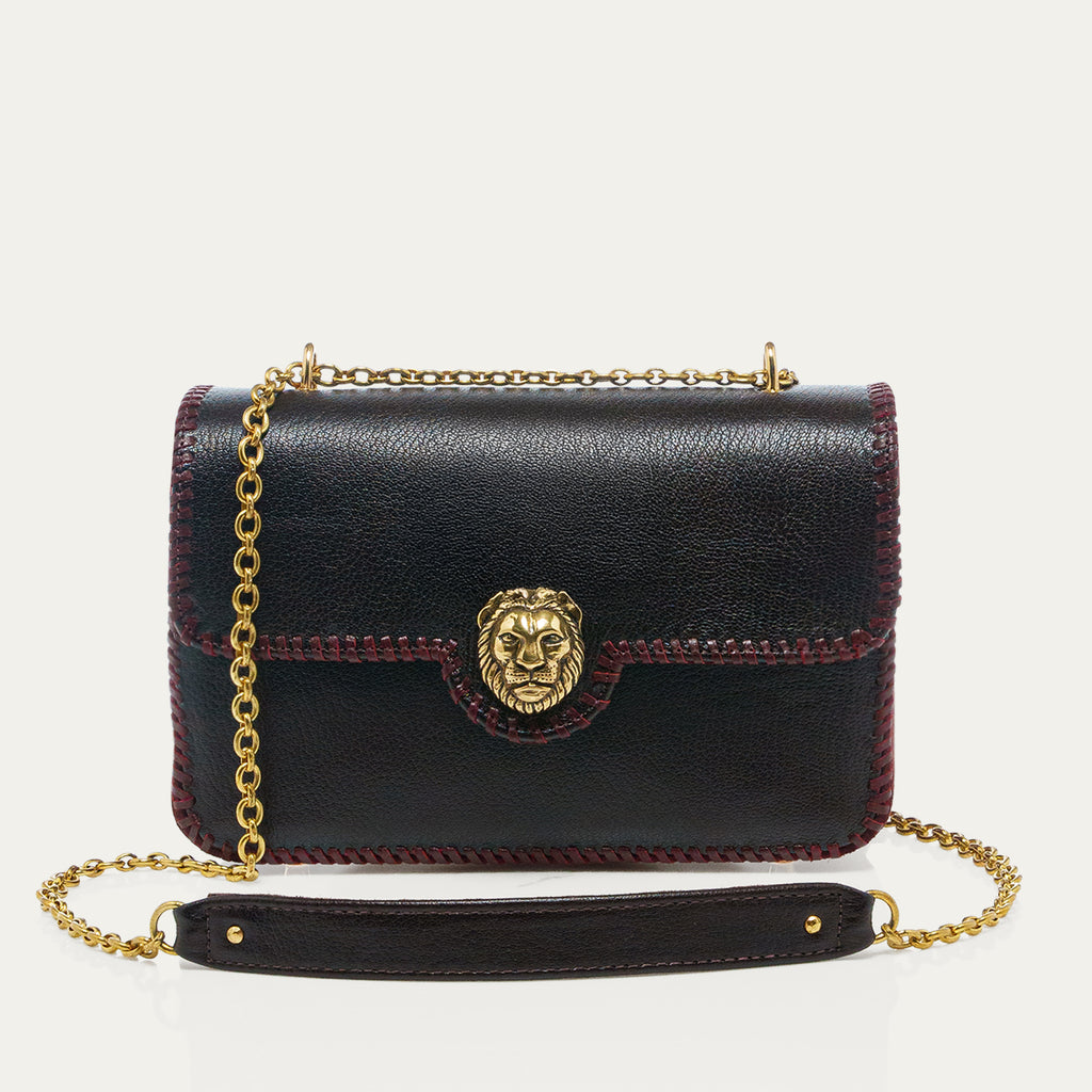 Sac Cuir Big Ava Brodé Brun