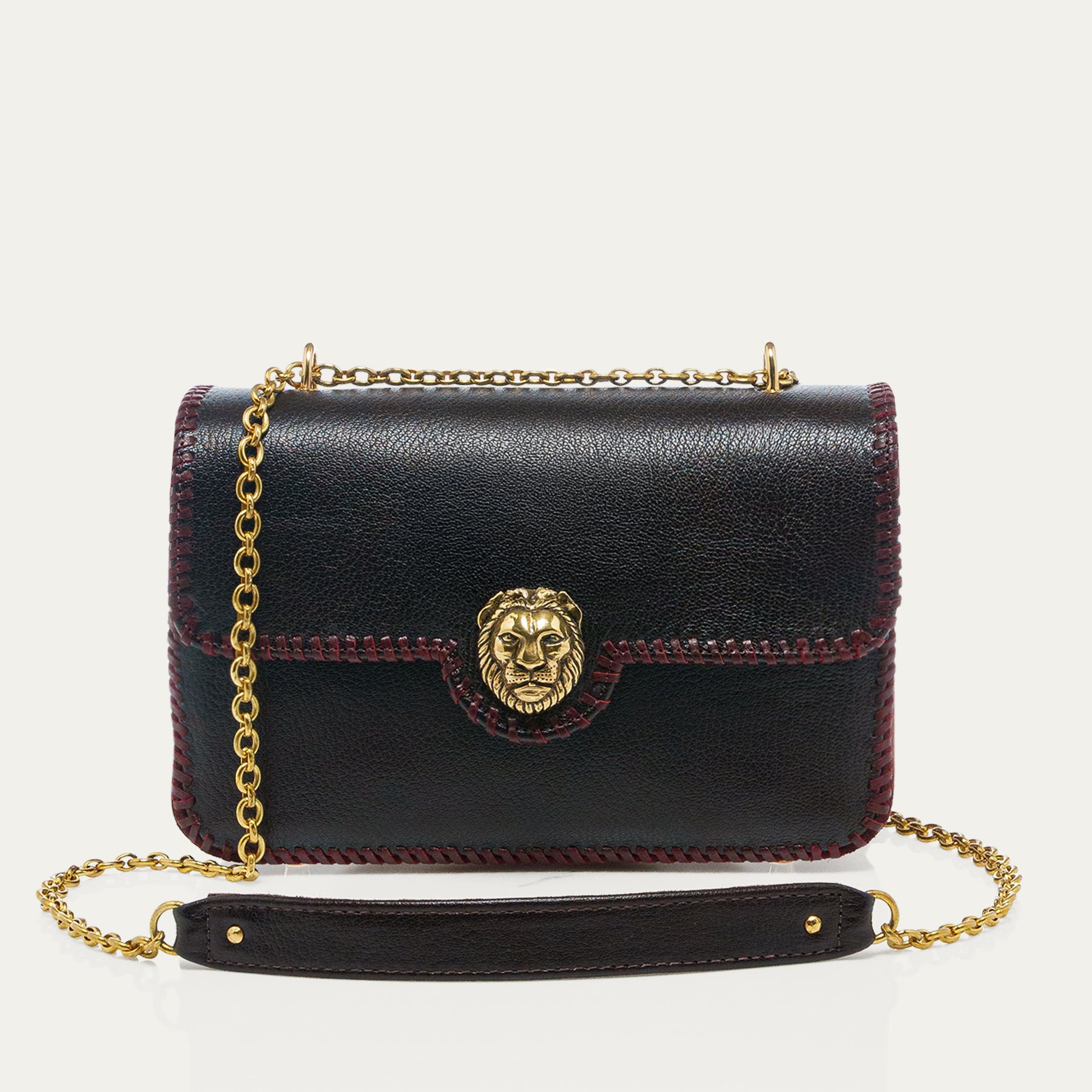 Sac Cuir Big Ava Brodé Brun