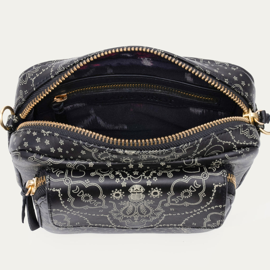 Sac Cuir Charly Noir Nappa Imprimé Bandana