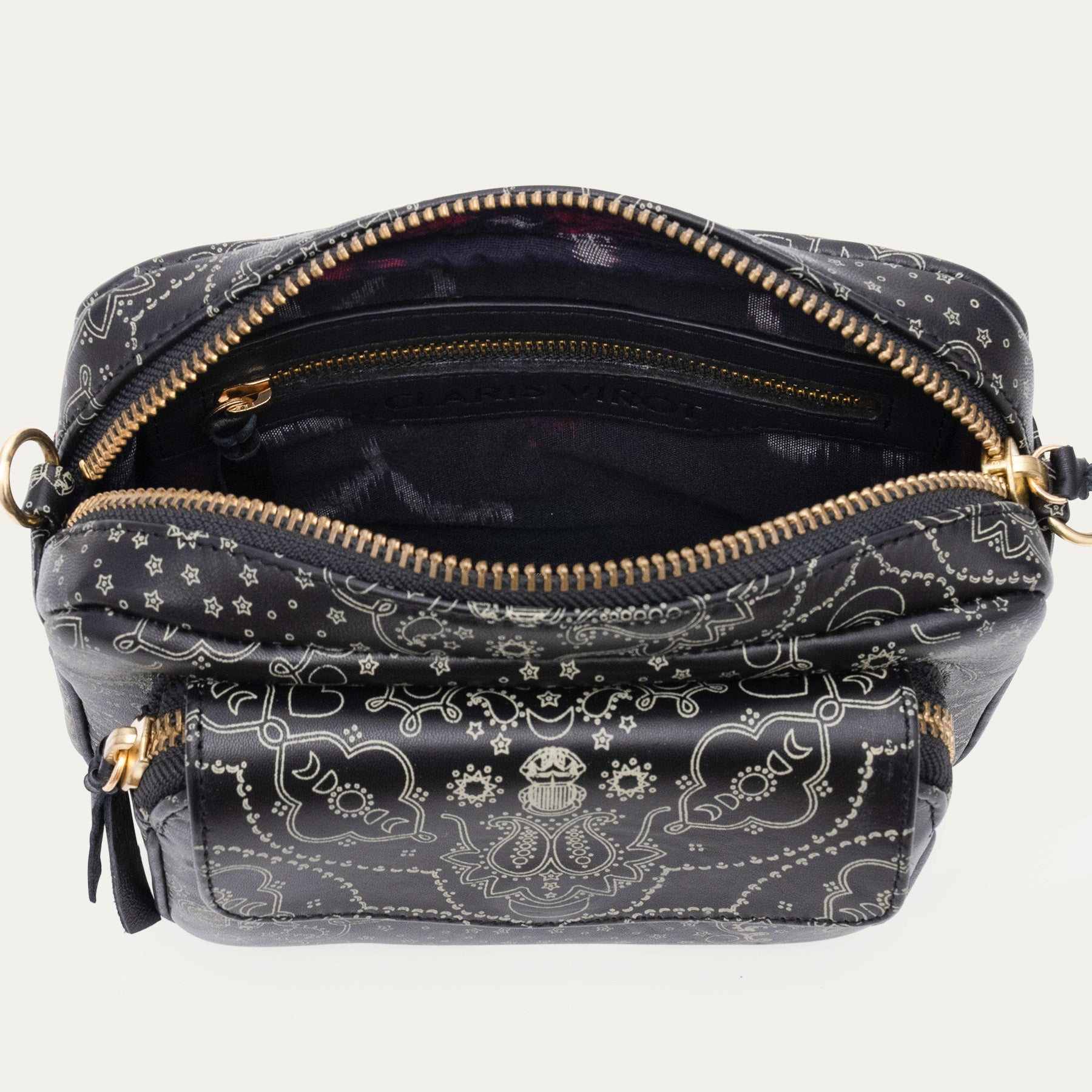 Sac Cuir Charly Noir Nappa Imprimé Bandana