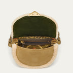 Sac Cuir Victoria Olive Brodé et Creme
