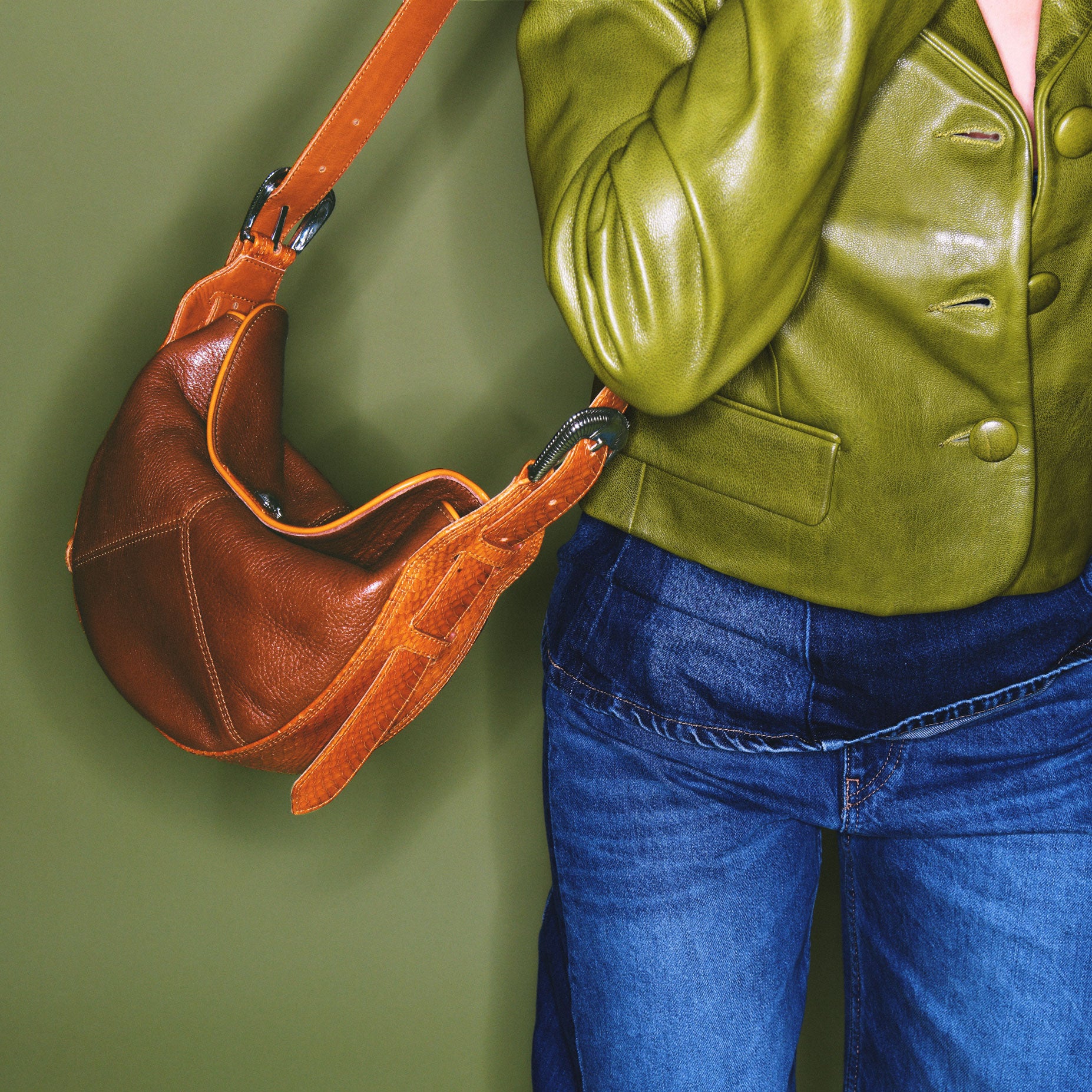 Sac Estelle Cuir et Cobra Tabac Miel