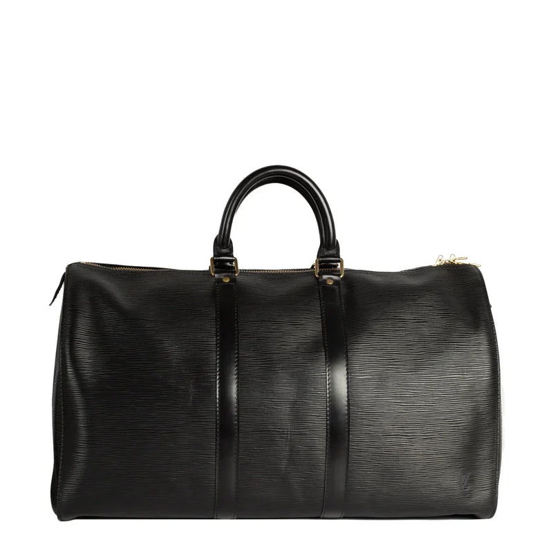 sac de seconde main keepall  louis vuitton en cuir épi noir  face