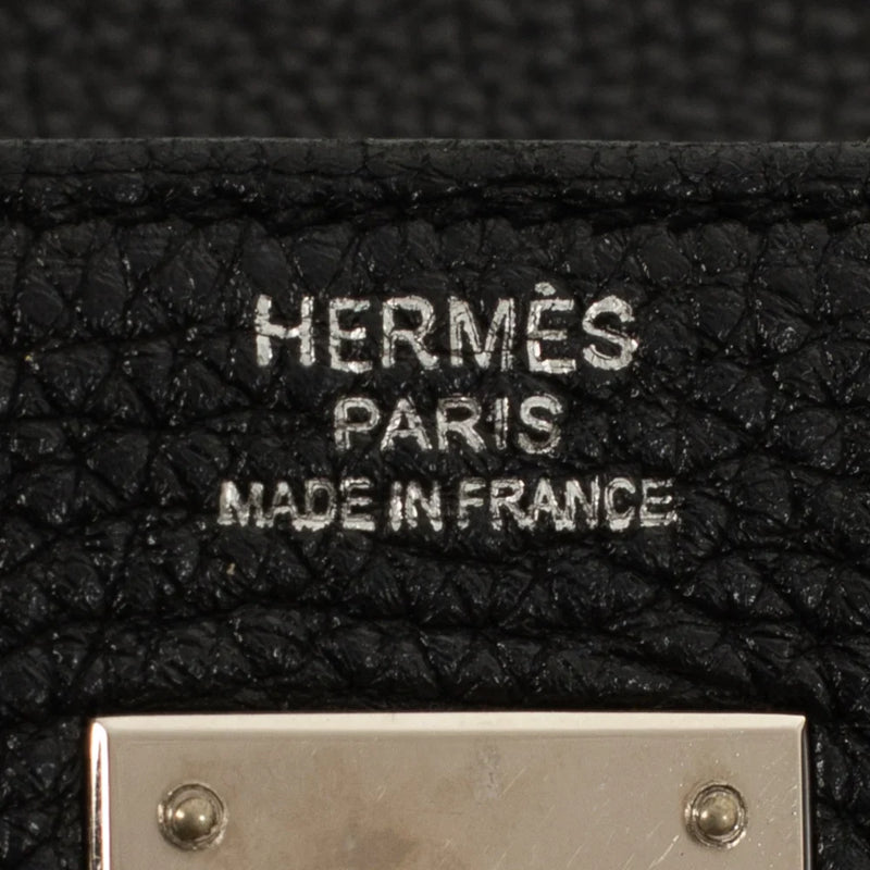 sac de seconde main kelly  hermès en cuir noir label