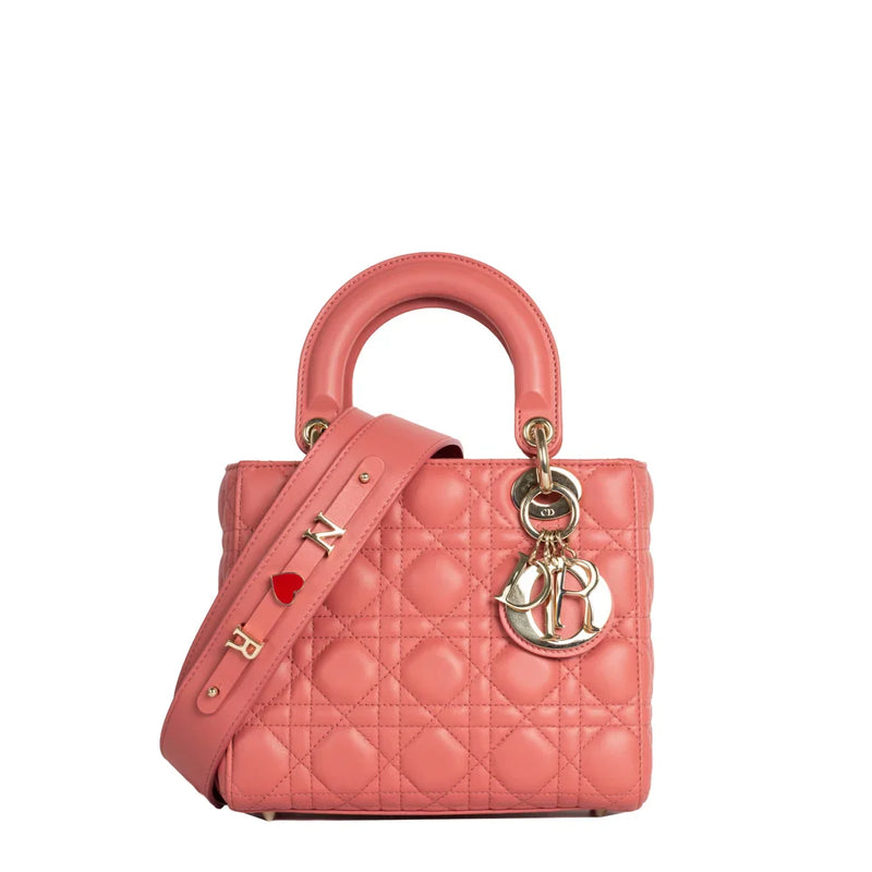 sac de seconde main lady dior  dior  en cuir rose face