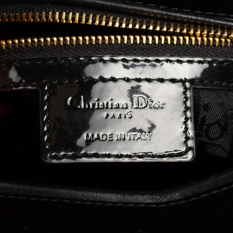 sac de seconde main lady dior  en cuir verni noir label