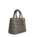 sac de seconde main lady dior  en cuir argenté côté