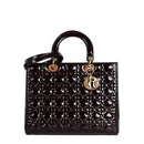 sac de seconde main lady dior   en cuir verni marron  face