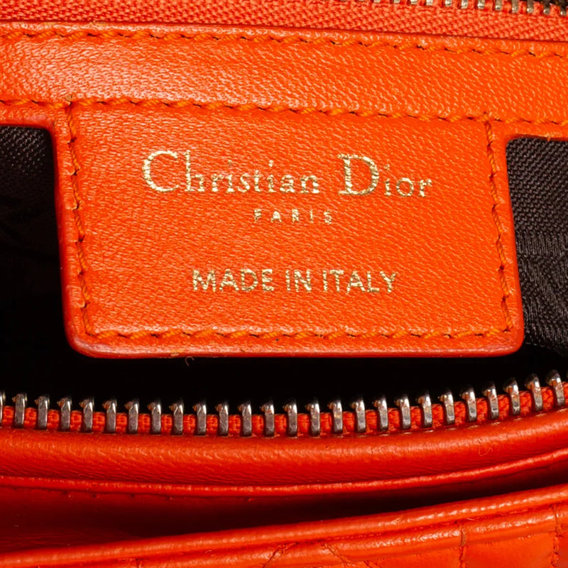 sac de seconde main lady dior   en cuir orange  label