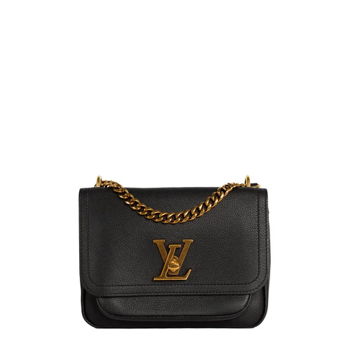 sac de seconde main lock me  louis vuitton en cuir noir face