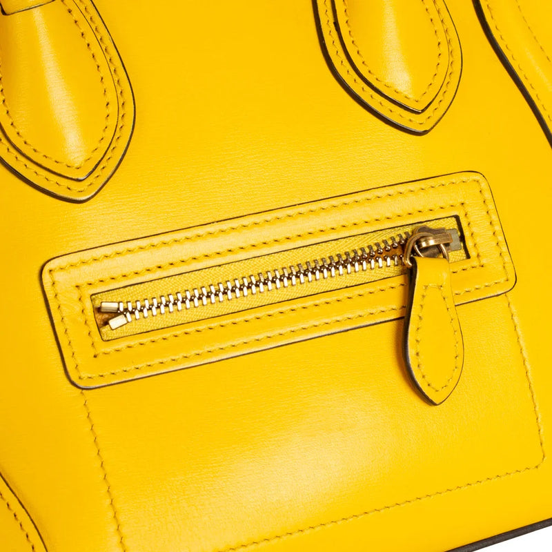 sac de seconde main luggage céline  en cuir jaune défaut 2