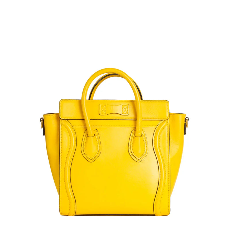 sac de seconde main luggage céline  en cuir jaune dos