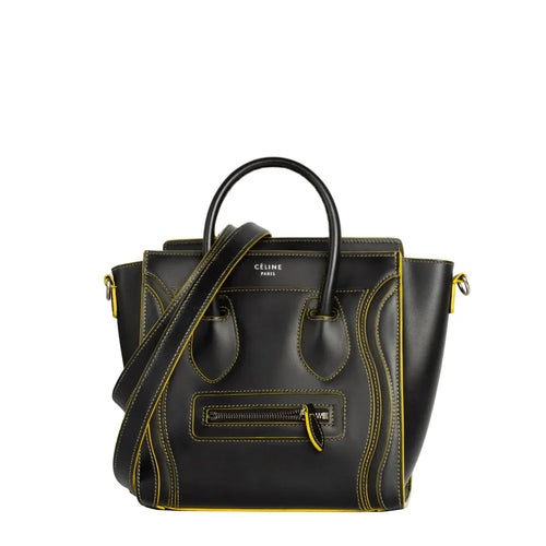 sac de seconde main luggage  céline  en cuir noir face