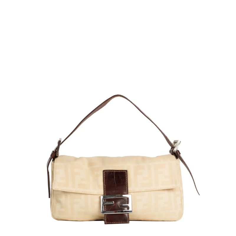 sac de seconde main mamma baguette fendi  en toile monogramme beige face