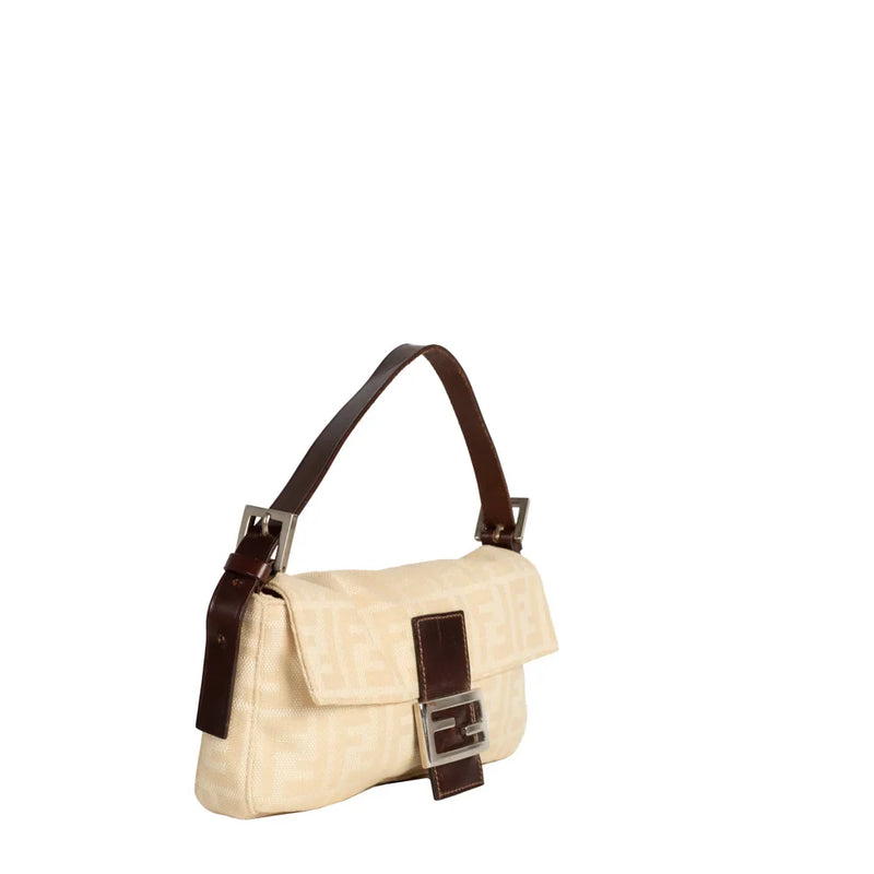 sac de seconde main mamma baguette fendi  en toile monogramme beige côté