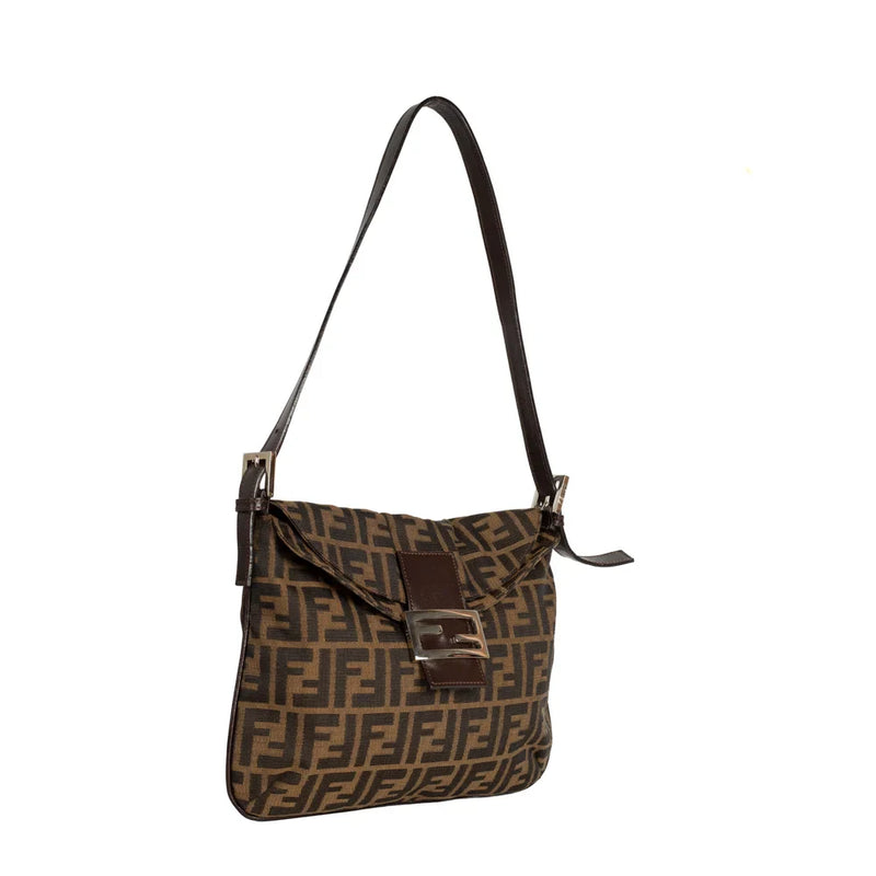 sac de seconde main mamma baguette fendi  en toile monogramme marron côté