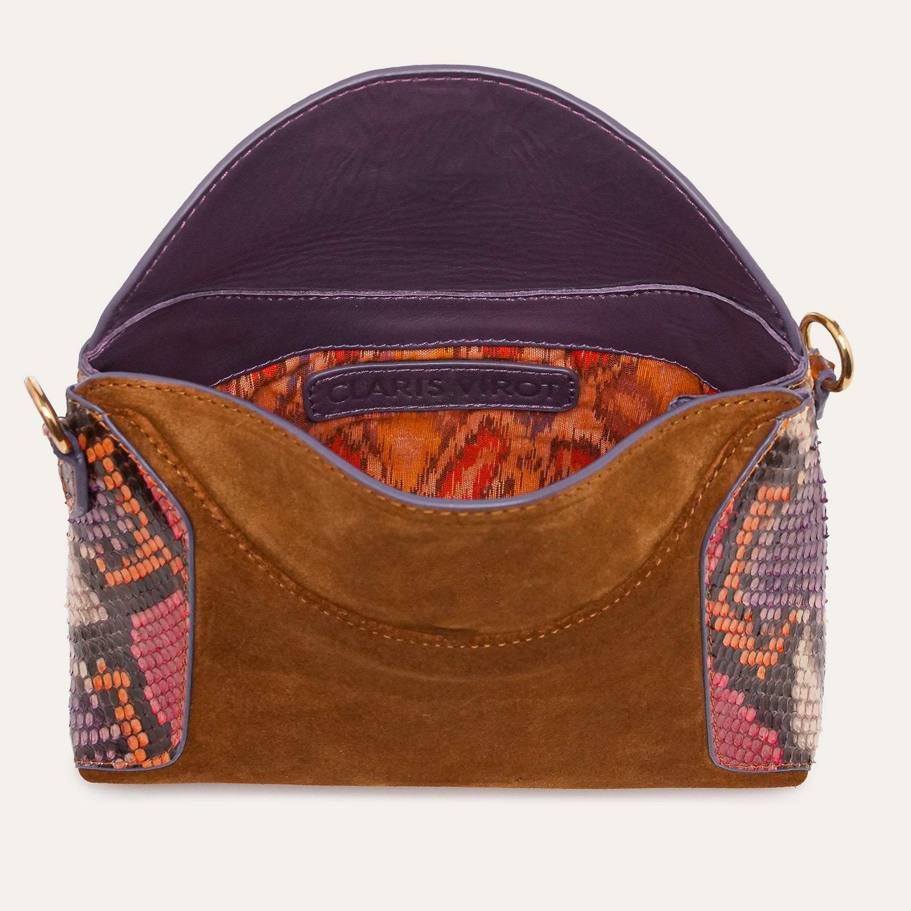 Sac Mini Gaia Python et Cuir Mix Tabac Rosavande