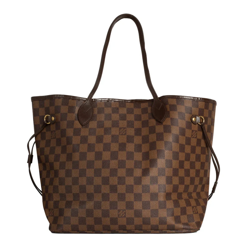 sac de seconde main neverfull louis vuitton en toile damier ébène face