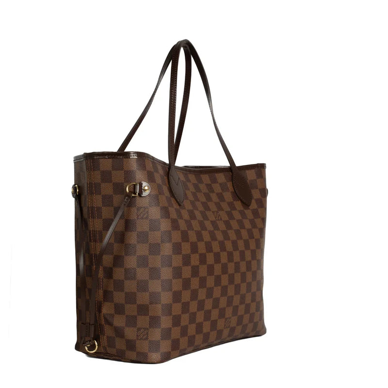 sac de seconde main neverfull louis vuitton en toile damier ébène côté