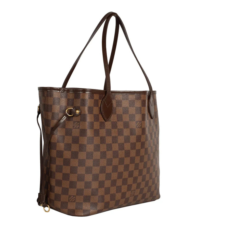 sac de seconde main neverfull  louis vuitton  en toile damier ébène côté