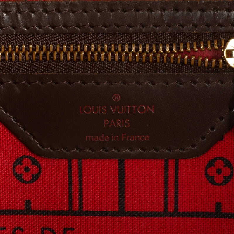 sac de seconde main neverfull  louis vuitton  en toile damier ébène label