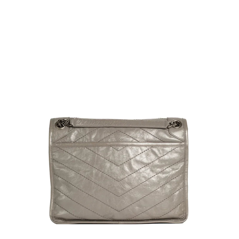 sac de seconde main niki  saint laurent  en cuir gris dos