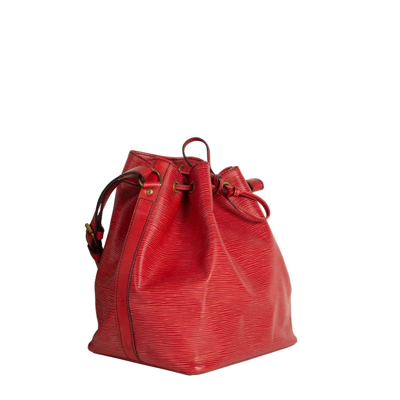 sac de seconde main noé louis vuitton en cuir épi rouge côté