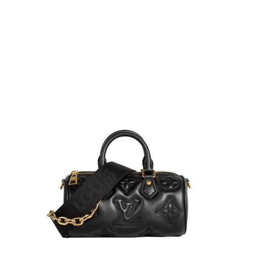 sac de seconde main papillon  louis vuitton  en cuir noir face