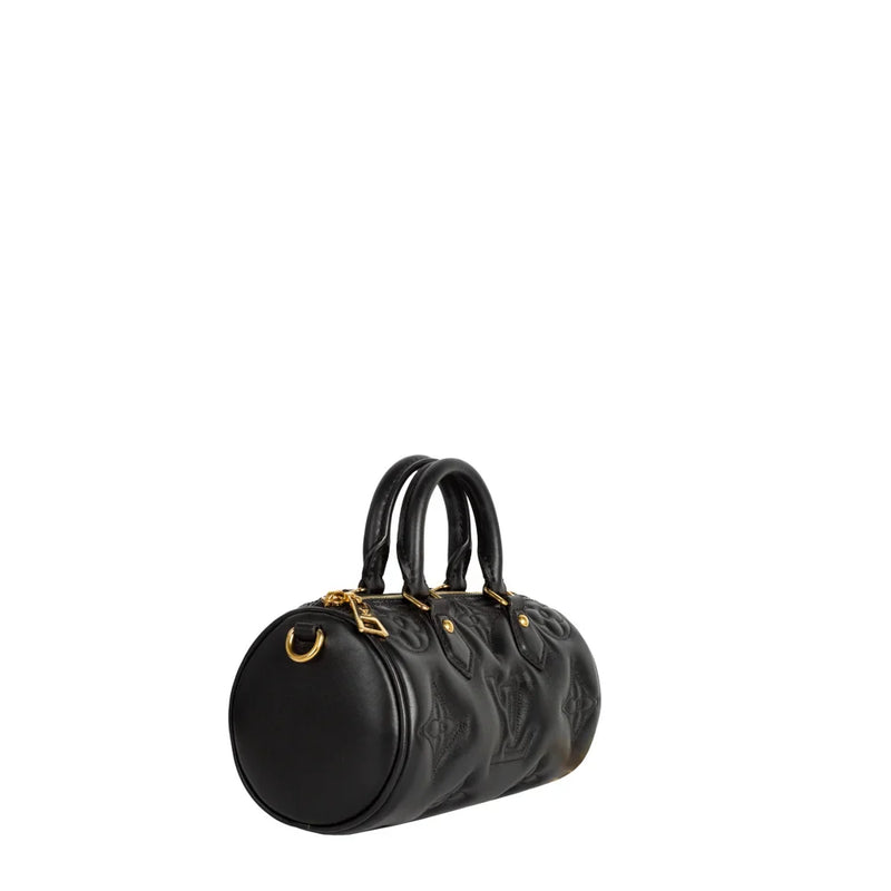 sac de seconde main papillon  louis vuitton  en cuir noir côté