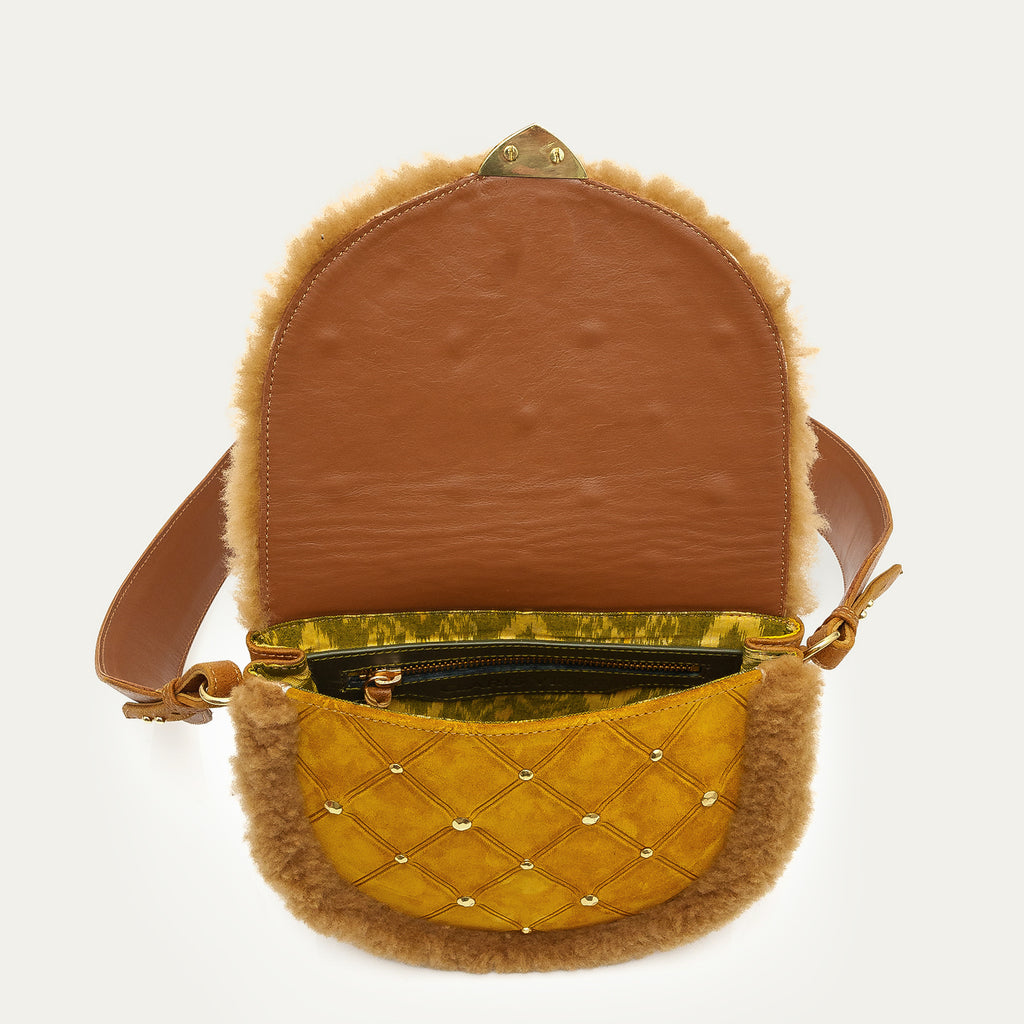 Sac Peau Lainée Victoria Cuivre et Ambre